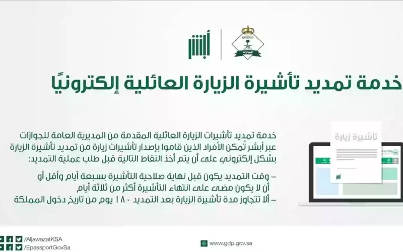 ما هي شروط تمديد التأشيرة العائلية في السعودية